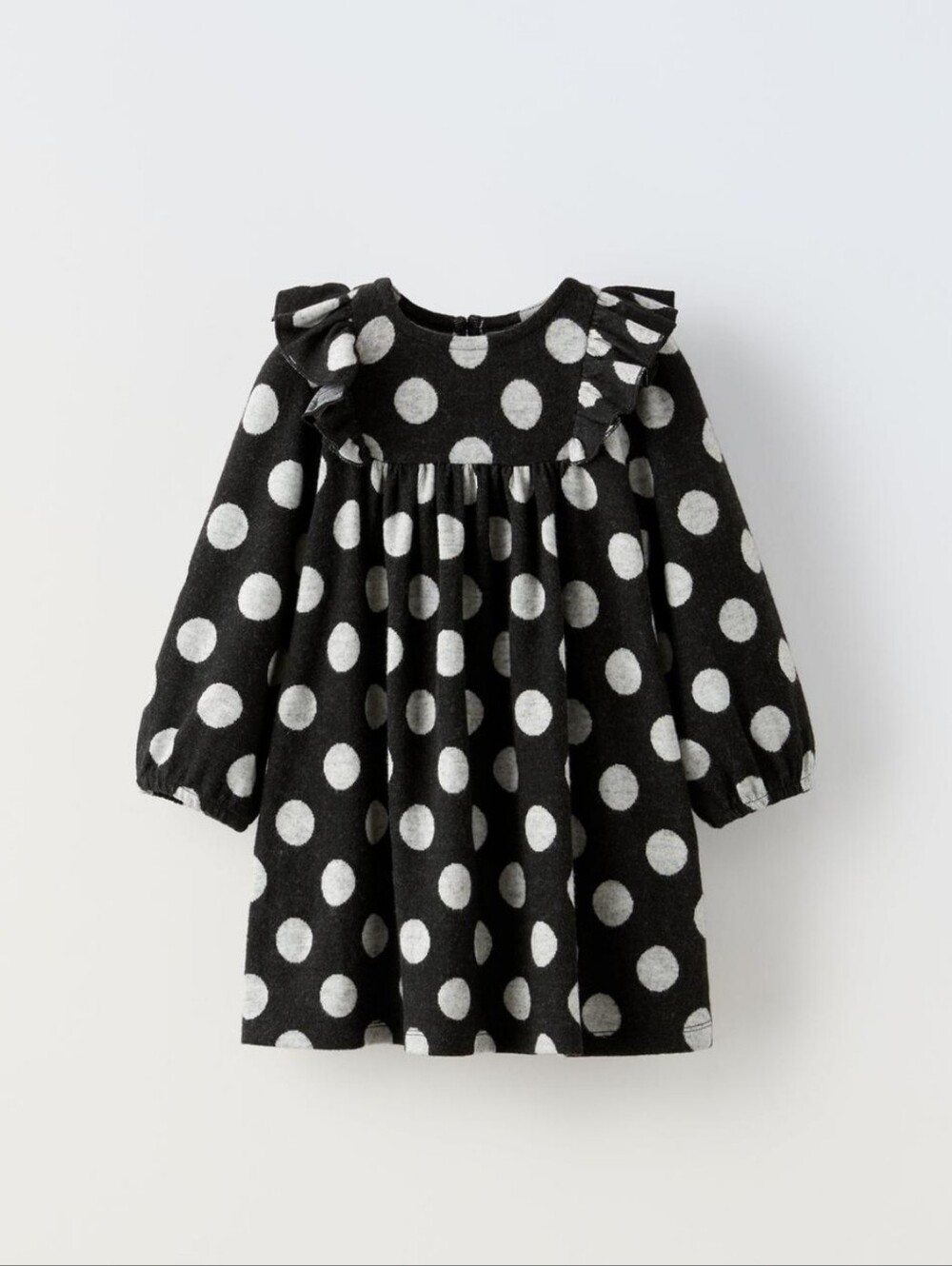Zara Black and White Polka Dot Long Sleeve Dress